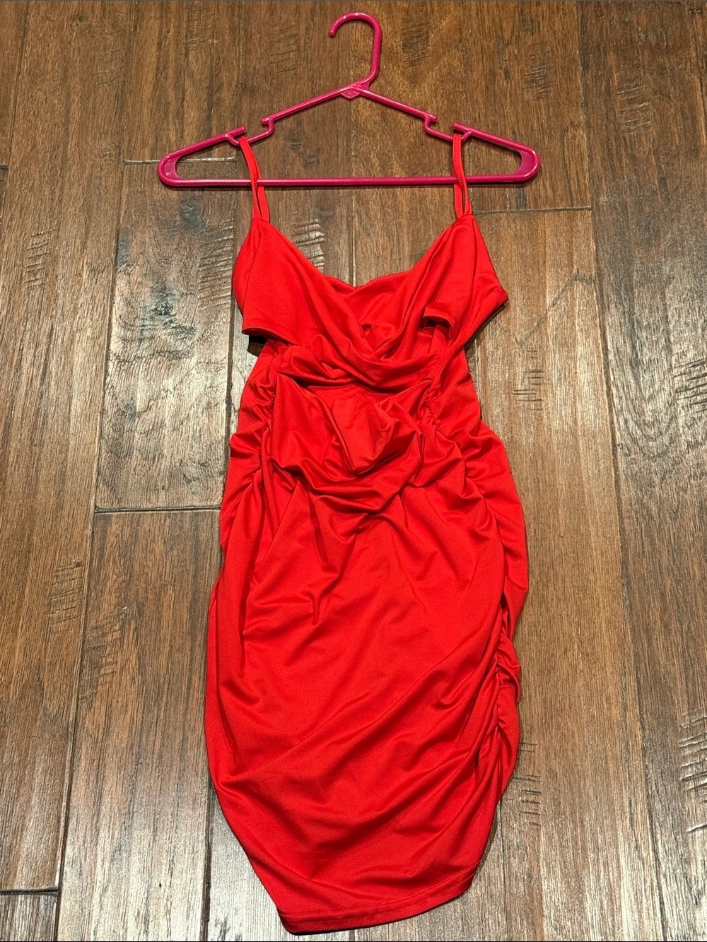 Brand New Size Medium / 6 Red Ruched Spaghetti Strap Dress - Women